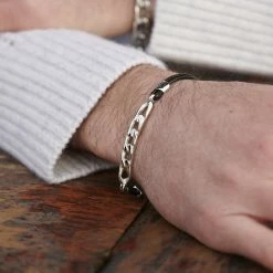 Lucleon Gravel | Silver-Tone Steel and Black Waxed Cotton Bracelet -MEN'S BRACELETS Sales Store 008 copy