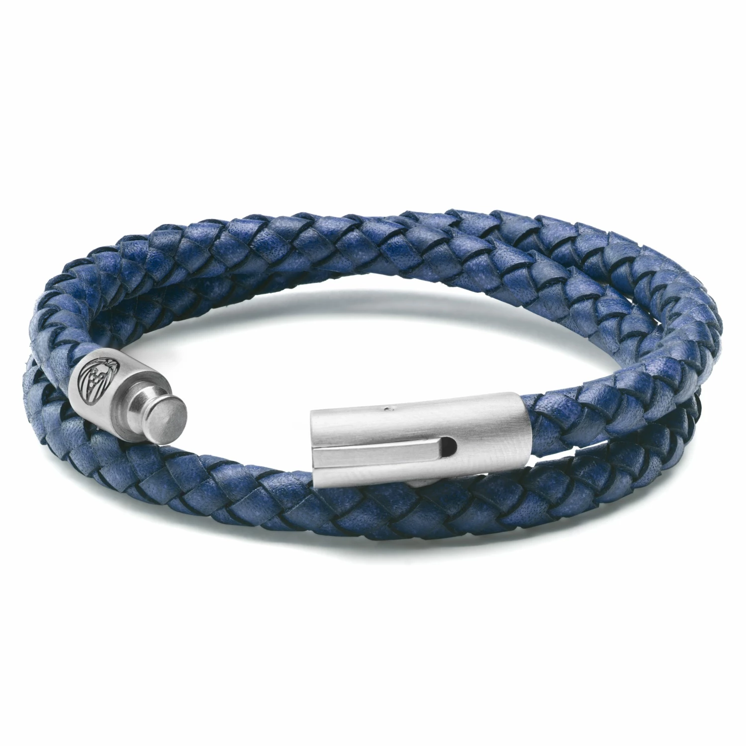 Lucleon Collins | 1/4" (6 mm) Navy Blue Leather Wrap Around Bracelet 2 Lucleon Collins | 1/4" (6 mm) Navy Blue Leather Wrap Around Bracelet - Image 2