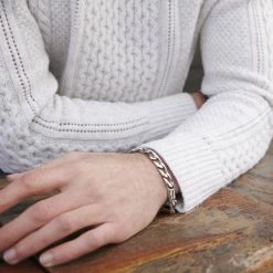 Lucleon Gravel | Silver-Tone Curb Chain Bracelet -MEN'S BRACELETS Sales Store 010 copy