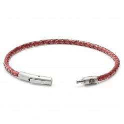 Lucleon Collins | 1/8" (3 mm) Red Woven Leather Bracelet -MEN'S BRACELETS Sales Store 07 zeismont ll collins leather bracelets8065 red kolin 4