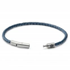 Lucleon Collins | 1/8" (3 mm) Navy Blue Woven Leather Bracelet -MEN'S BRACELETS Sales Store 08 zeismont ll collins leather bracelets8065 copy 2 kolin 1