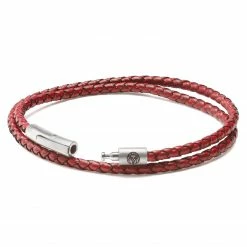 Lucleon Collins | 1/8" (3 mm) Red Woven Leather Wrap Bracelet -MEN'S BRACELETS Sales Store 09 zeismont ll collins leather bracelets8089 red copy kolin 4