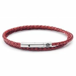 Lucleon Collins | 1/8" (3 mm) Red Woven Leather Wrap Bracelet