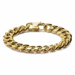 Lucleon 12mm Gold-Tone Stainless Steel Curb Chain Bracelet