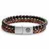 Lucleon Icon | Red Tiger's Eye, Onyx & Brown Leather Cord Bracelet