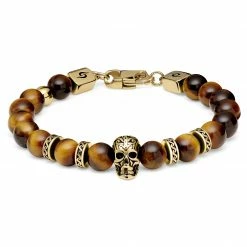 Arkai Rico | Gold-Tone Lava Rock & Tiger's Eye Skull Bracelet Set -MEN'S BRACELETS Sales Store 1 1.57352dabd89f445c7c3bd2e09e929689 3