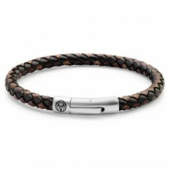 Lucleon Collins | 6mm Brown & Black Woven Leather Bracelet
