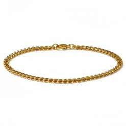 Lucleon 4mm Gold-Tone Stainless Steel Curb Chain Bracelet