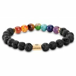 Lucleon Black Lava Rock & Multicolour Natural Stone Bracelet