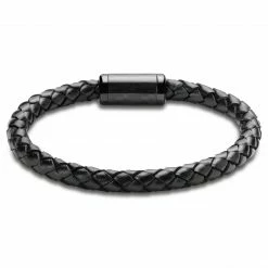 Seizmont Panther | Black Carbon Fiber Leather Bracelet