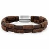 Fort Tempus Dark Brown Leather & Cotton Cord Magnetic Bracelet