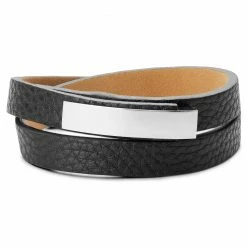 Fort Tempus Soft Black Leather & Stainless Steel Bracelet