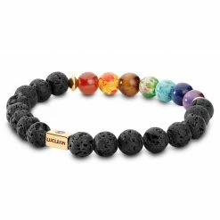 Lucleon Black Lava Rock & Multicolour Natural Stone Bracelet -MEN'S BRACELETS Sales Store 1 2.52b7c3a50e1295206a72a217fa26c084