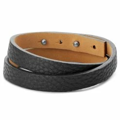 Fort Tempus Soft Black Leather & Stainless Steel Bracelet -MEN'S BRACELETS Sales Store 1 2 3516ed17612acd2582195afb175acd85
