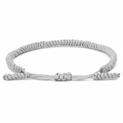 Waykins Adjustable Grey Nylon Lucky Knot Bracelet