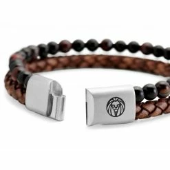 Lucleon Icon | Red Tiger's Eye, Onyx & Brown Leather Cord Bracelet -MEN'S BRACELETS Sales Store 1 3.563a1d6dec3a2bdcd3655e74ec3a09a3 3