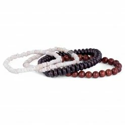 Lucleon Miro | Red Natural Wood & White Coconut Bracelet Set -MEN'S BRACELETS Sales Store 1 3 177 1 120