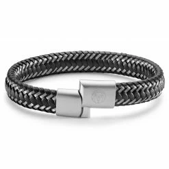 Lucleon Black Leather & Stainless Steel Braided Bracelet -MEN'S BRACELETS Sales Store 1 4.92ef3e9d82a4ccc36cde333a50971291