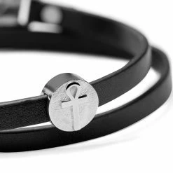 Lucleon Ankh | Black Leather & Onyx Bracelet Set -MEN'S BRACELETS Sales Store 1 7sayed