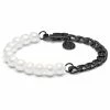Lucleon Amager | Gunmetal Stainless Steel Curb Chain & Pearl Bracelet
