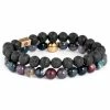 Lucleon Miro | Black Lava Rock & Multicolour Natural Stone Bracelet