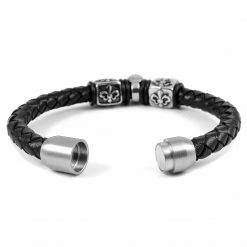 Fort Tempus Black Braided Leather Rope & Stainless Steel Skull Bracelet 7 Fort Tempus Black Braided Leather Rope & Stainless Steel Skull Bracelet -MEN'S BRACELETS Sales Store 10 3 44