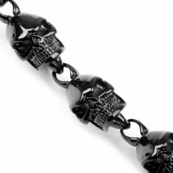 Fort Tempus Black Stainless Steel Skull Chain Bracelet -MEN'S BRACELETS Sales Store 10 3 46 1 102