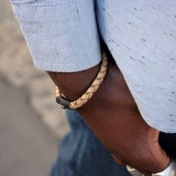 Lucleon Light Brown & Black Braided Leather Cord Bracelet -MEN'S BRACELETS Sales Store 10508 bracelet