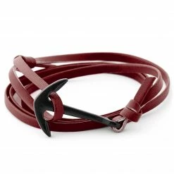 Tailor Toki Deep Red Faux Leather Anchor Bracelet