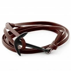 Tailor Toki Brown Faux Leather Anchor Bracelet