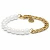 Lucleon Amager | Gold-Tone Stainless Steel Curb Chain & Pearl Bracelet