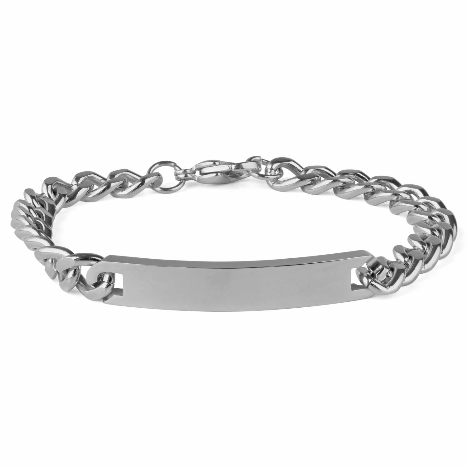 Fort Tempus 7mm Silver-Tone Stainless Steel ID Bracelet 1 Fort Tempus 7mm Silver-Tone Stainless Steel ID Bracelet