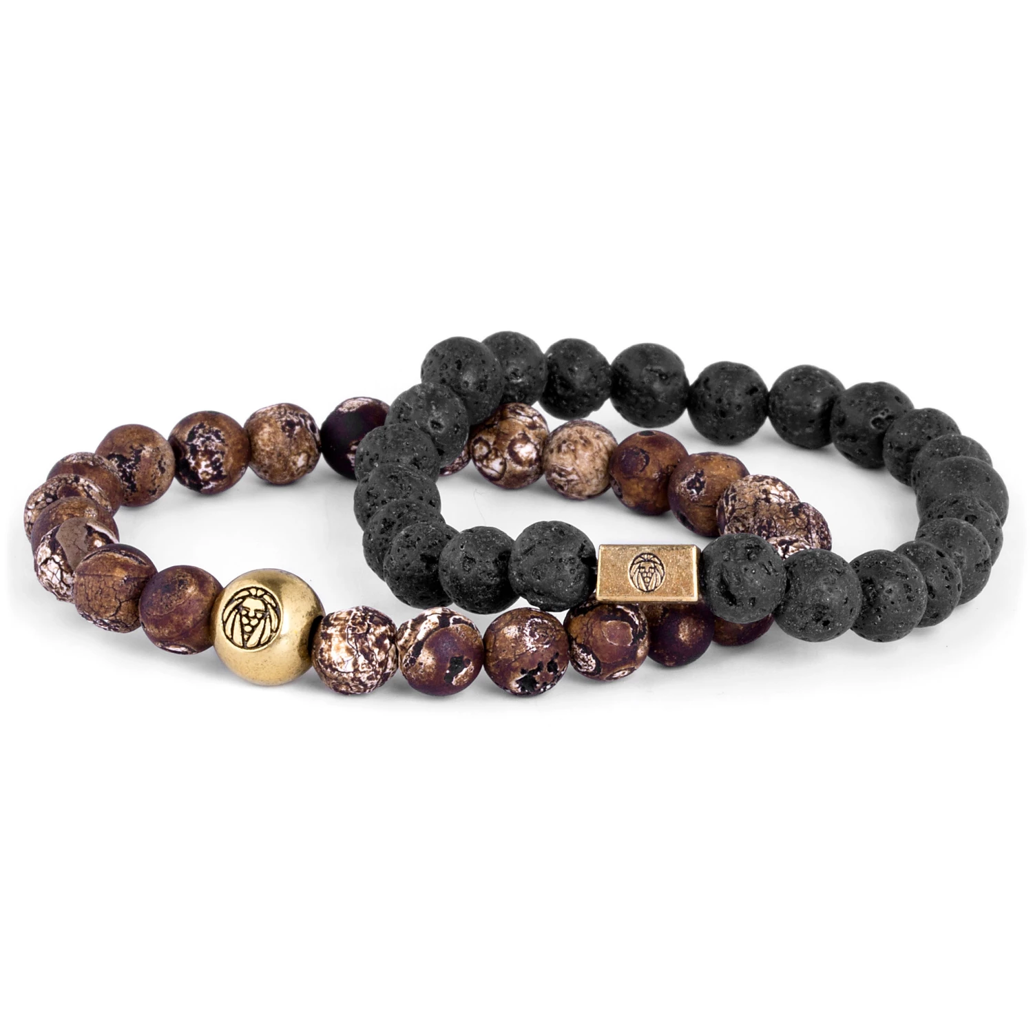 Lucleon Miro | Black Lava Rock & Brown Agate Bracelet Set 2 Lucleon Miro | Black Lava Rock & Brown Agate Bracelet Set - Image 2