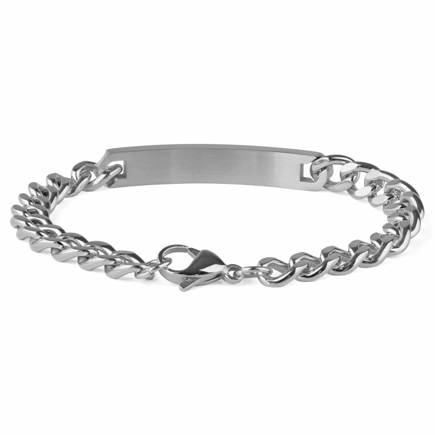Fort Tempus 7mm Silver-Tone Stainless Steel ID Bracelet 2 Fort Tempus 7mm Silver-Tone Stainless Steel ID Bracelet - Image 2