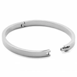 Lucleon Arie | Polished Silver-Tone Stainless Steel Bangle Bracelet -MEN'S BRACELETS Sales Store 11 3 clean