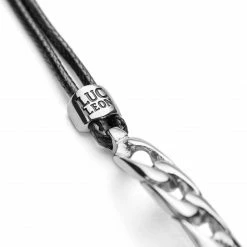 Lucleon Gravel | Silver-Tone Steel and Black Waxed Cotton Bracelet -MEN'S BRACELETS Sales Store 11 3 copy 16