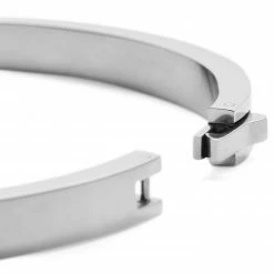 Lucleon Arie | Polished Silver-Tone Stainless Steel Bangle Bracelet -MEN'S BRACELETS Sales Store 11 4 clean