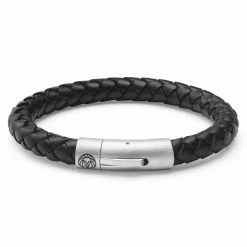Lucleon Collins | 1/3" (8 mm) Black Woven Leather Bracelet