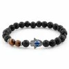 Neshraw Black Lava Rock & Tiger's Eye Palm Bracelet