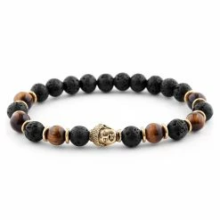 Neshraw Black Lava Rock & Tiger's Eye Tibetan Bracelet