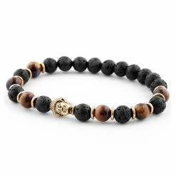 Neshraw Black Lava Rock & Tiger's Eye Tibetan Bracelet -MEN'S BRACELETS Sales Store 11095 03