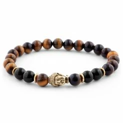 Neshraw Black Onyx & Red Tiger's Eye Buddha Bracelet