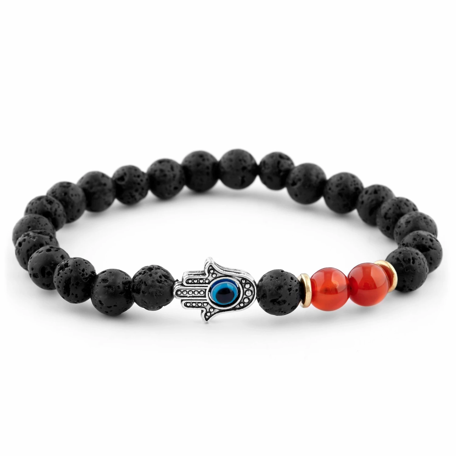 Neshraw Black Lava Rock & Red Agate Palm Bracelet 1 Neshraw Black Lava Rock & Red Agate Palm Bracelet