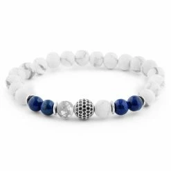Neshraw White Pine, Blue Lapis Lazuli & Silver-Tone Zirconia Bracelet