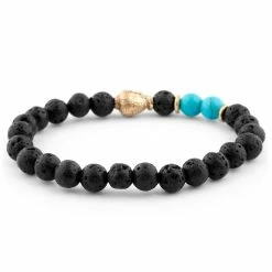 Neshraw Black Lava Rock & Turquoise Buddha Bracelet -MEN'S BRACELETS Sales Store 11134 03