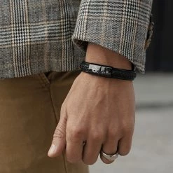 Lucleon All Black Braided Leather & Stainless Steel Bracelet 8 Lucleon All Black Braided Leather & Stainless Steel Bracelet -MEN'S BRACELETS Sales Store 11606 square 1