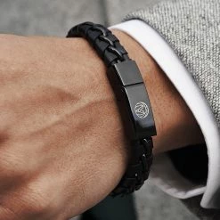 Lucleon Brown Braided Leather & Stainless Steel Bracelet -MEN'S BRACELETS Sales Store 11612best