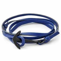 Tailor Toki Navy Blue Faux Leather Anchor Bracelet