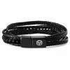 Lucleon Naxos | Black Braided Leather & Frosted Black Agate Bracelet