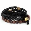 Lucleon Miro | Black Lava Rock, Wooden & Coconut Bracelet Set